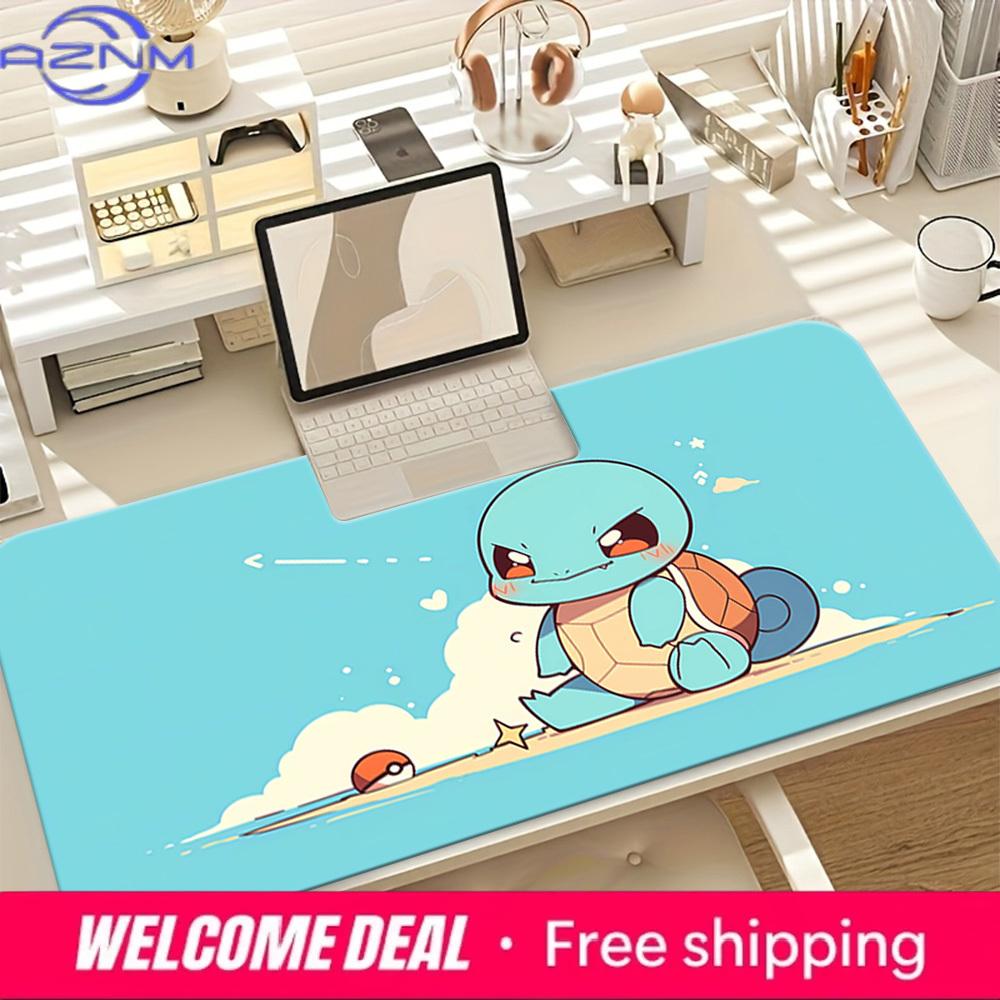 Angry Cute Squirtle Blue Gaming Desk Mat 30x80x0.2cm