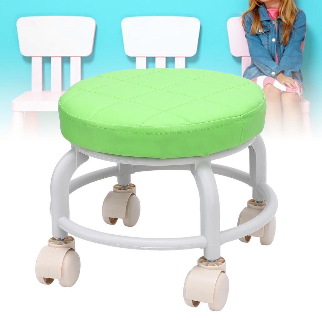 Green Rolling Stool Portable Miniature Shoe Stool Small Roller Stool for Home Office Fitness Center