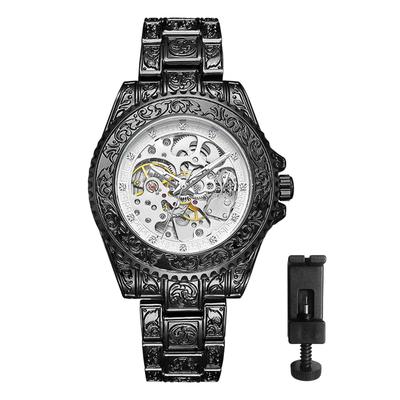 Reloj Esqueleto Automático con Esfera Abierta Rotatoria Luminoso Analógico Resistente al Agua Acero Inoxidable Adecuado como Accesorio de Moda Elegante Regalo Perfecto para o