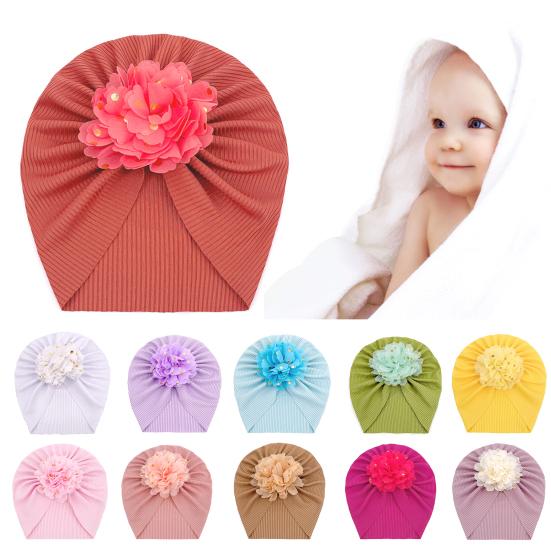 Babymütze mit Gewinde, Bronzing-Blume, atmungsaktiv, für Neugeborene, Beanie-Mütze, Kopftuch, Geschenk für Kleinkinder