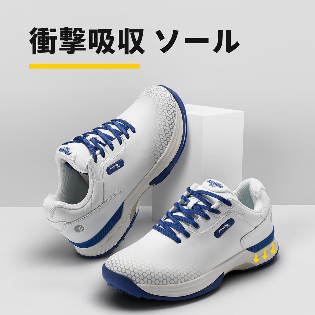 Scarpe da Golf a Calzata Larga per Uomo Scarpe da Ginnastica da Golf con Tacchetti Leggere [FitVille] (2E/4E) - -