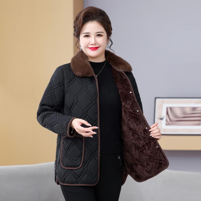 Mamas Baumwolljacke mit Fleecefutter in Übergröße: Gemütliche Herbst-/Winterkleidung für Frauen mittleren Alters und ältere Frauen