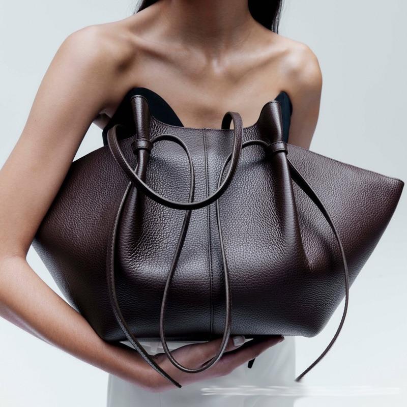 Quick hair new light large capacity messenger tote bag European retro style high texture trendy women's bag