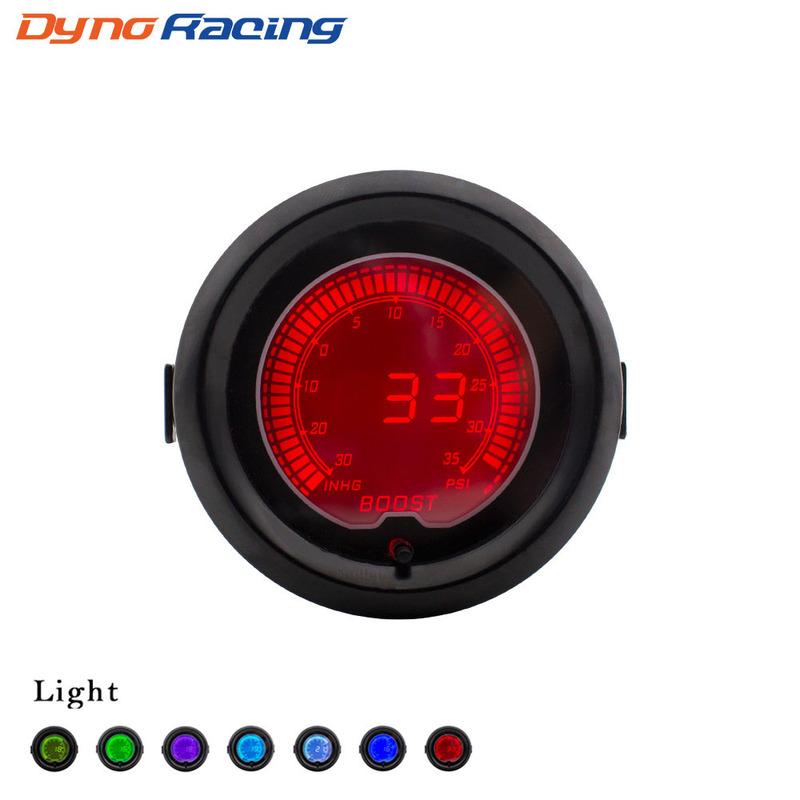 2 52mm Boost gauge EVO LCD 7 Colors Digital Turbo Boost gauge -30In.hg-35PSI Car meter Vacuum gauge BX100110