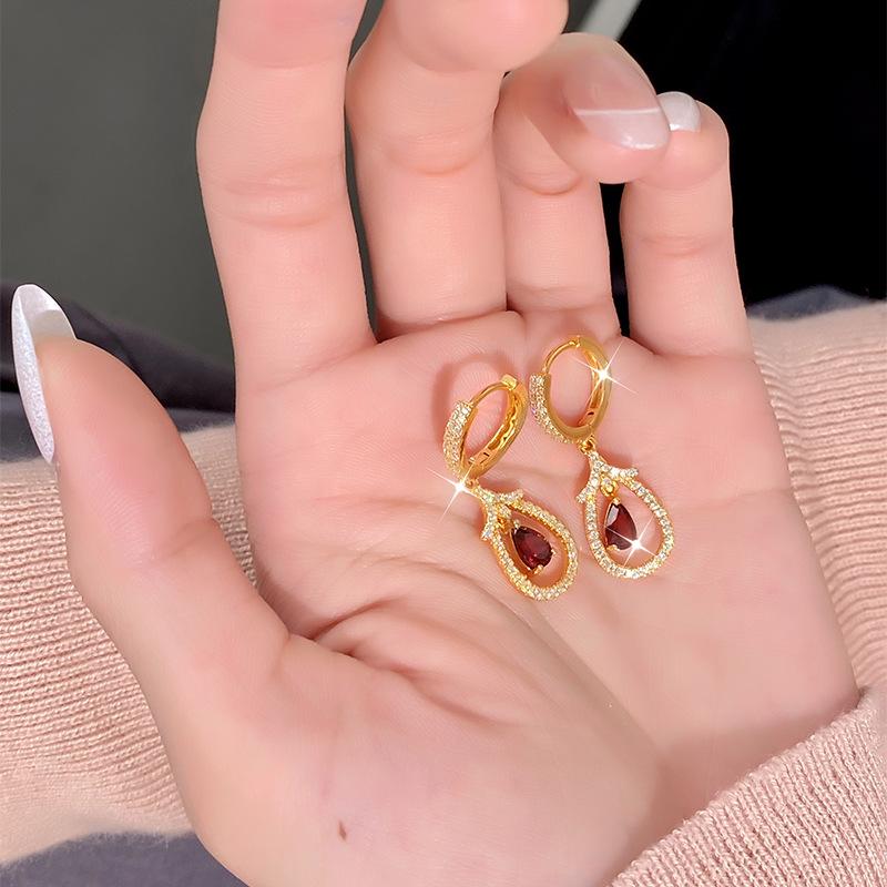 S925 Sterling Silver Earrings for Women Natural Crystal Stone Fashion Niche Girls Earrings Jewelry Gift