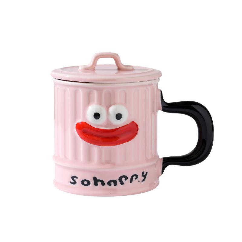 Creative Cute Ceramic Cup with Lid High Value Household Couple Water Cup Gift Box High End Souvenir Gift Mug