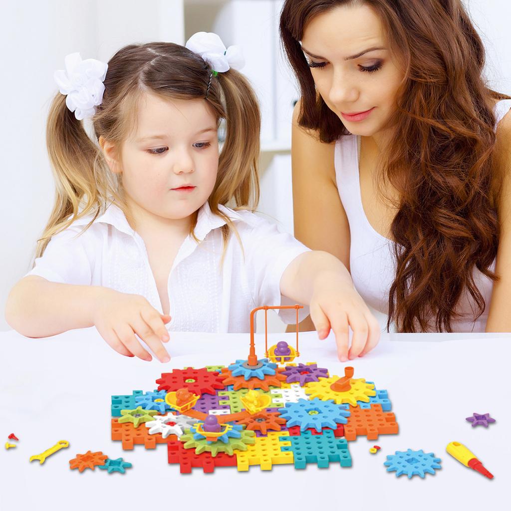 114PCS Electric DIY Educational Building Block, Mechanical Gear Linkage, Children's Educational Puzzle, Building Block Toy