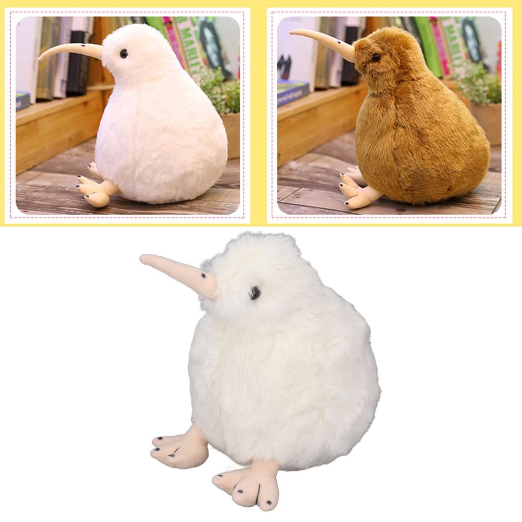 7.9-inch Kiwi Bird Plush Toy, Soft and Cute Lifelike Portable Standing Stuffed Animal Toy for Kids and Toddlers (White)