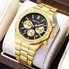 All Stainless Steel Quartz Wristwatches Waterproof Date Function Luminous Chronograph Watch For Men