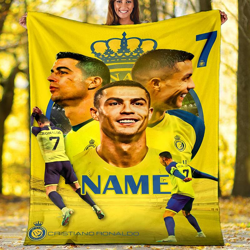 Customizable Football Throw Blanket – Personalized Name, All-Season Cozy Snug Blanket, Machine Washable, Personalized Blanket