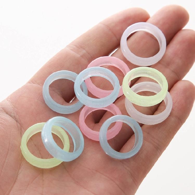 10 Pcs Candy Color Resin Ring Fashion Stackable Rings Y2K Luminous Ring Jewelry