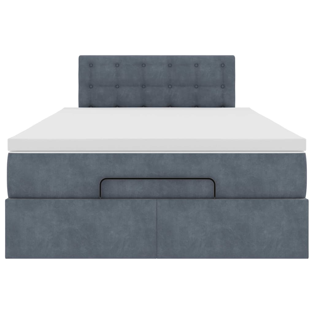 Ottoman Bed with Mattress Dark Grey 120 X 200 Cm Velvet
