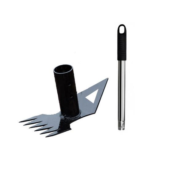 

2-в-1 Грабли для прополки с длинной ручкой Выдергиватель сорняков Стоячий инструмент для прополки Прочные ручные грабли Садовая мотыга Ручной сорнякоудалитель для газона, двора, патио A