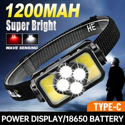 Ideal for Outdoor Travel, Hiking, Fishing, and Mountain Climbing, This Compact and Portable Rechargeable LED Headlamp Features 6 Modes