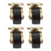 360 Degree Rotation Brass Casters Robust Load-Bearing Design Brushed Brass Finish Caster Wheels Set Gold Black
