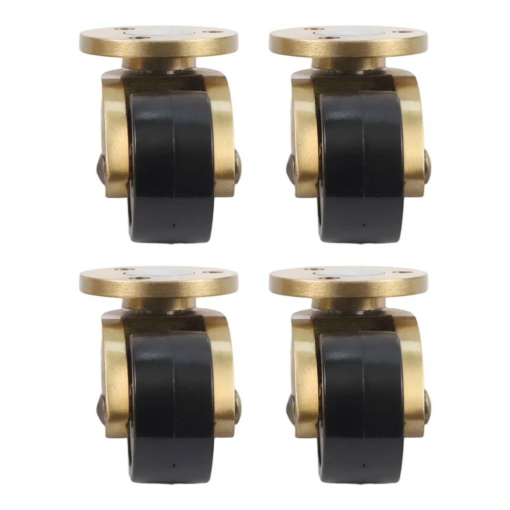 360 Degree Rotation Brass Casters Robust Load-Bearing Design Brushed Brass Finish Caster Wheels Set Gold Black