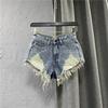 Pantaloncini di Jeans Strappati da Donna Slim e a Vita Bassa A-line Gamba Larga Pelosi Hot Girl
