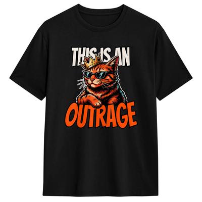 This Is an Outrage Funny Princess Cat Goddammit Donut Gold T-Shirts for Men Vintage 100% Cotton Tee Shirt Short Sleeve T Shirts