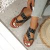 2025 Summer New Flip-flops Large Size Open-toed Cold Slippers Women's Border Foreign Trade Flat-bottomed Beach Shoes