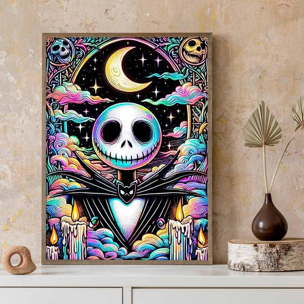 Full Round Diamond Painting Skull and The Moon Art Rhinestone Picture Mosaic DIY 5D Cross Stitch Embroidery Home Decoration