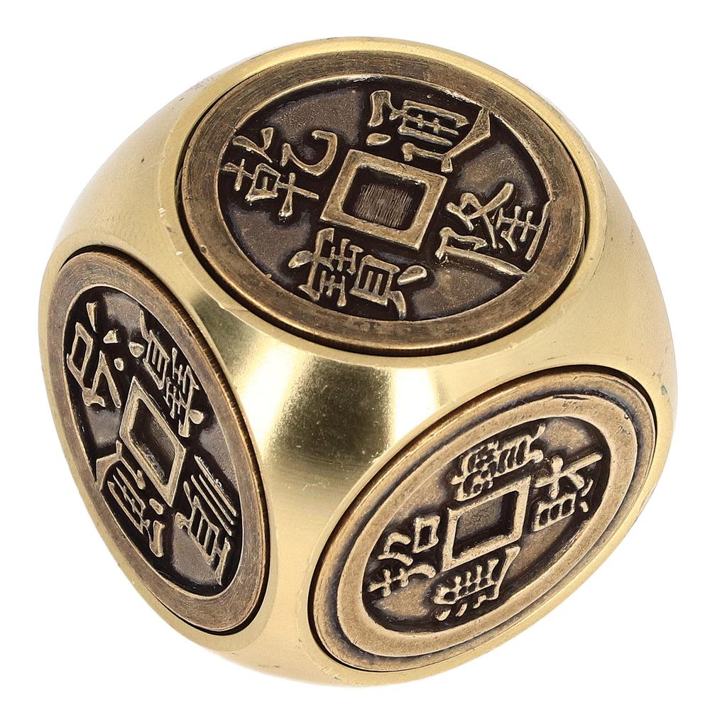 Metal Figertip Rotating Cube Embossed 6 Sided Anti Anxiety Stress Relief Brass Fingertip Gyroscop