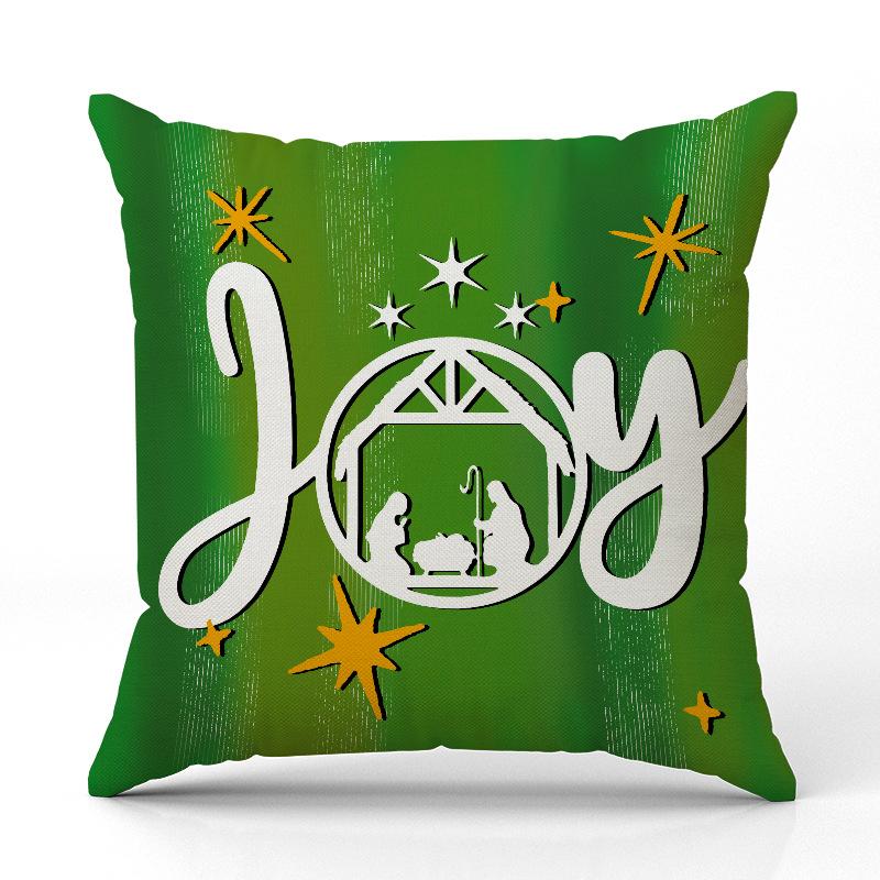 

New Red and Green Birthday Christmas Pillowcase Linen Print Pillowcase Festive Room Sofa Decoration Cushion Cover