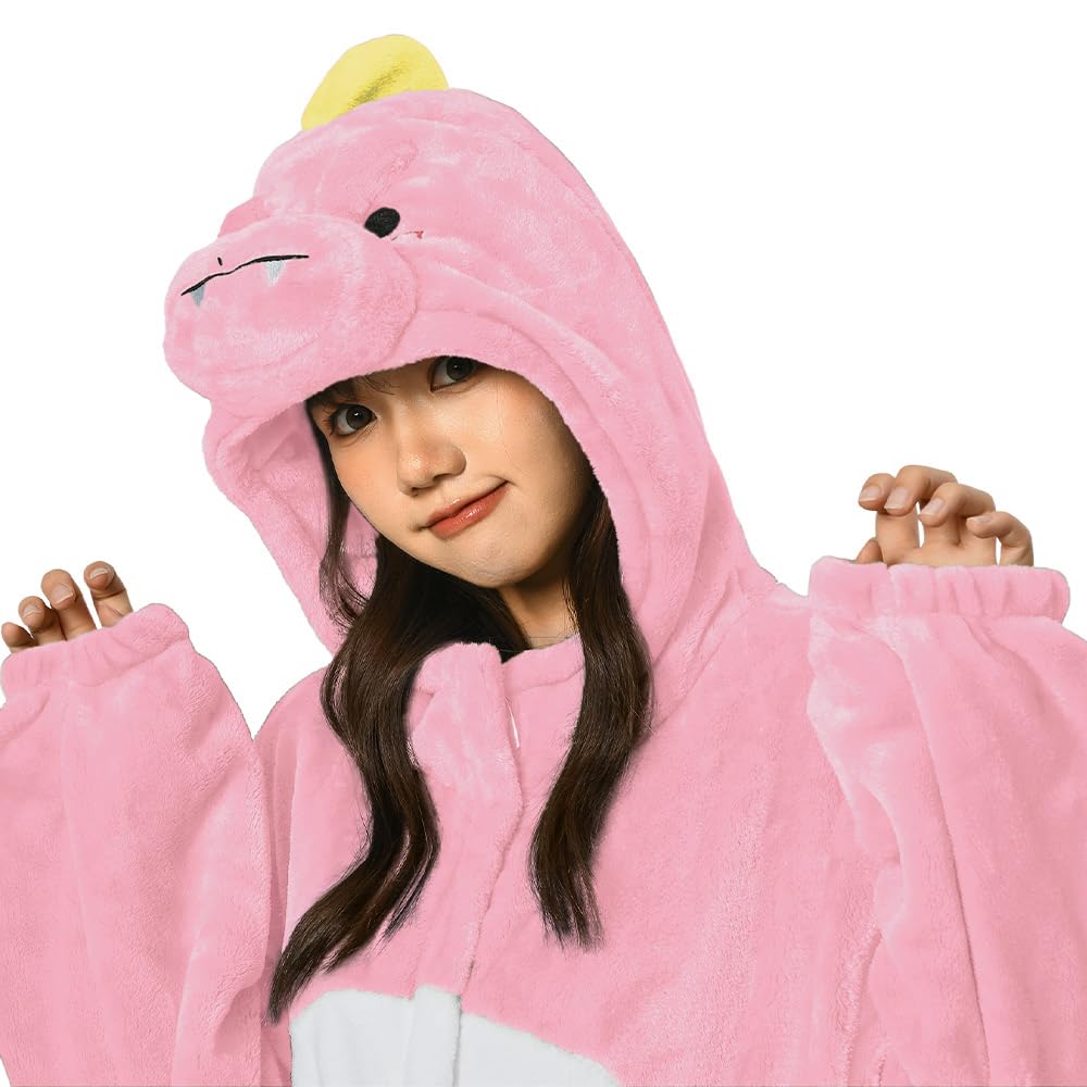 OLAOLA Dinosaur Kigurumi Pajamas for Animal Fluffy Winter Cute Loungewear for Warm and Warm for Cold Weather Flannel Material L Adults, Cosplay,