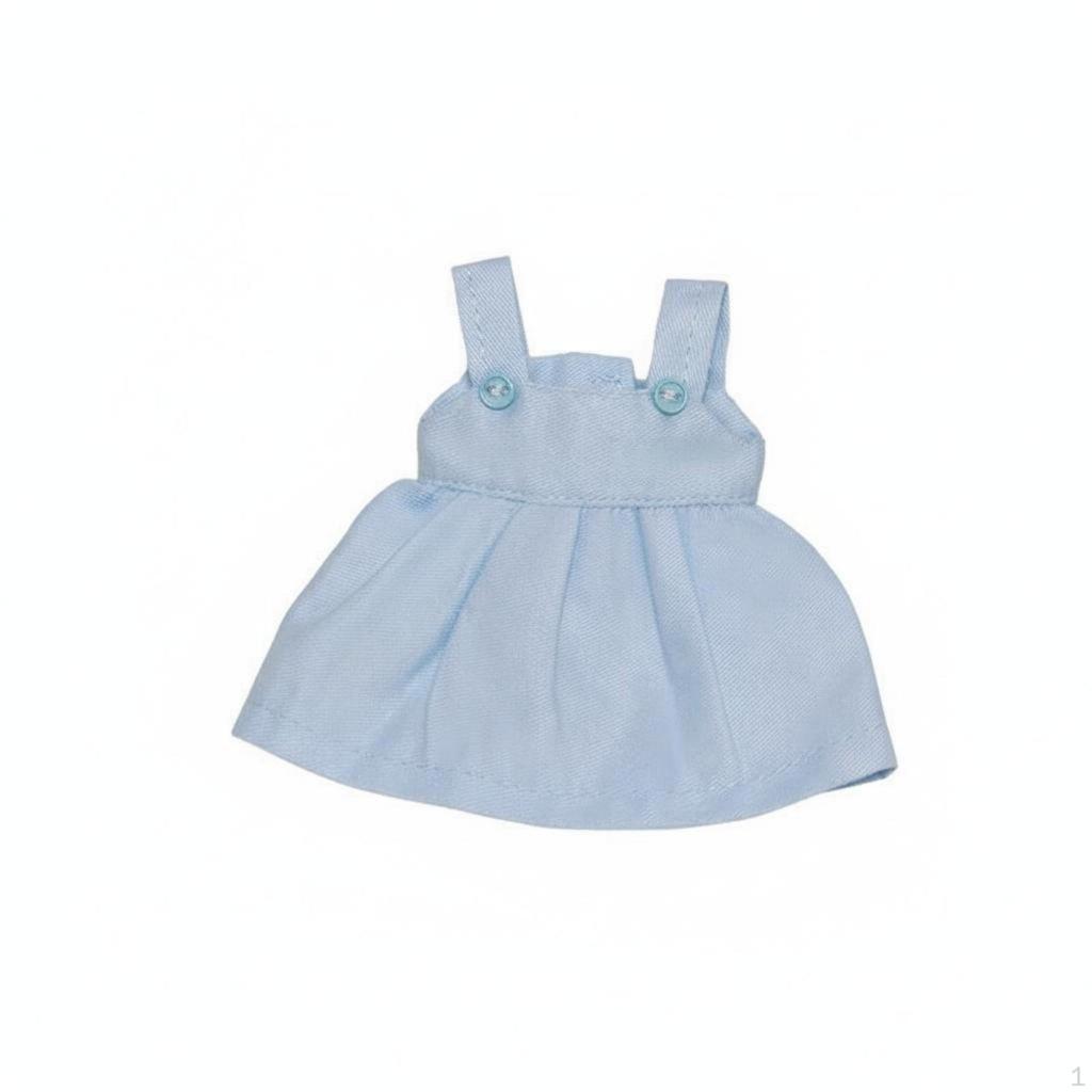 BJD Doll Outfit Aesthetic Apparel Cute Design Miniature Pleated Dress Brown Shoulder Strap