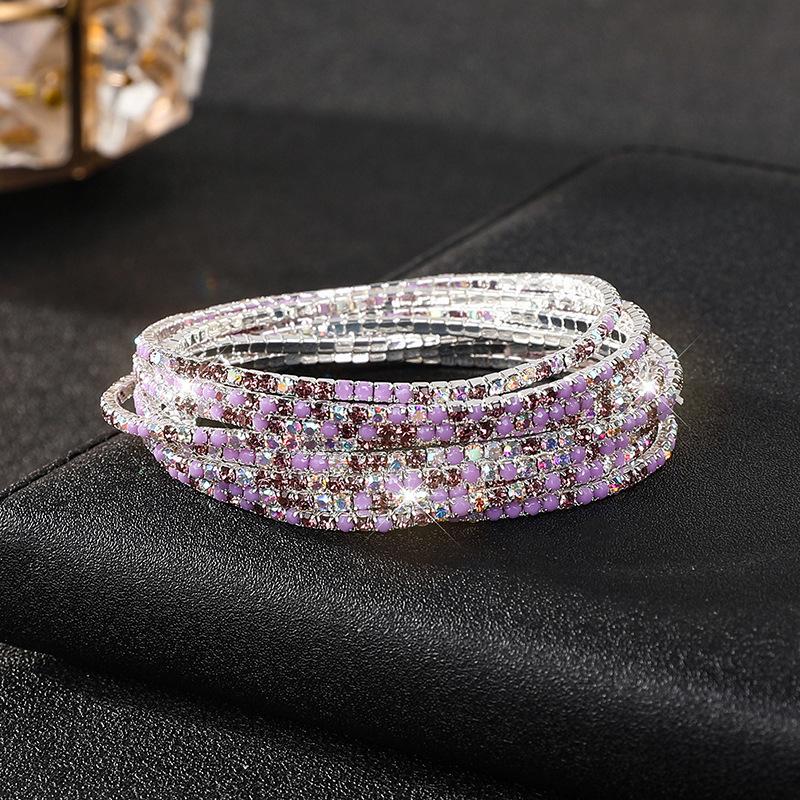 Diamond Elastic Bracelet Color Zircon Rhinestone Claw Chain Crystal Bracelet Gemstone Full Diamond Jewelry