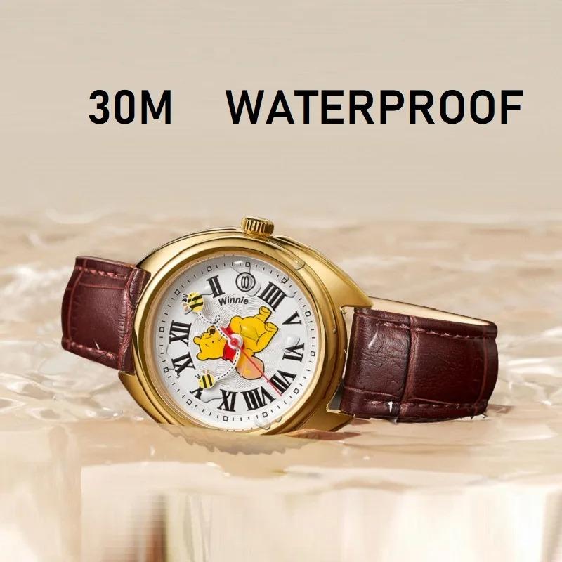 Disney Original Unisex Ladies Girls Quartz Watch Winnie The Pooh Bee Cartoon Clock Date Waterproof Luminous