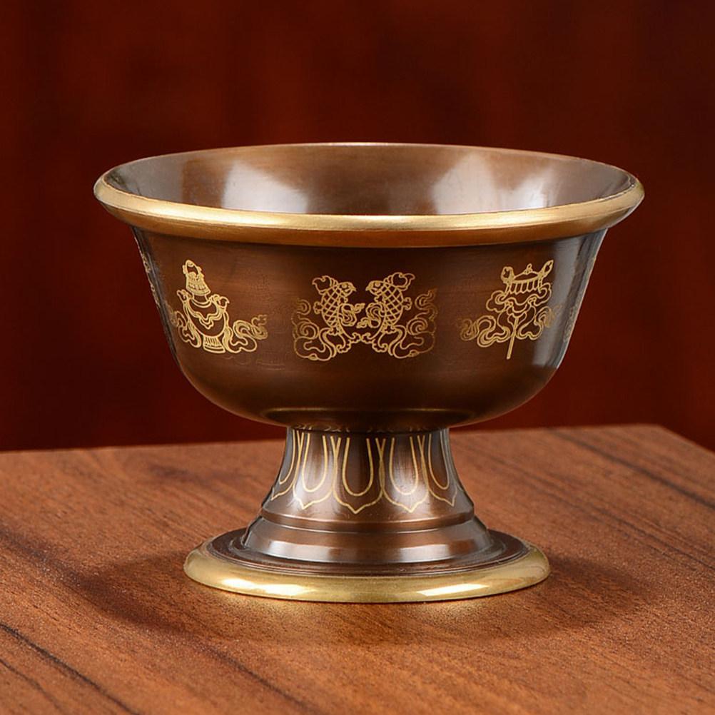 Copper Offering Cup Compact Polished Interior Sacrifice Cup for Altar Buddhist Worship Ritual Use Metal Bowl Offering Bowl