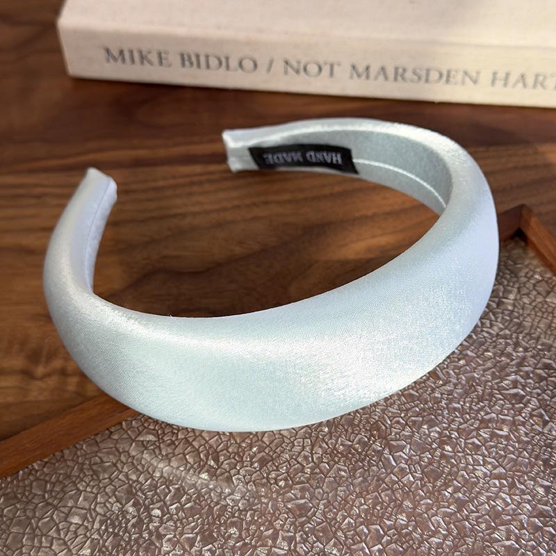 Spring/summer New Bright-coloured Satin Headbands 4cm Wide-Brimmed Sponge Hair Band Woman Temperament Hair Hoop Hair Accessories