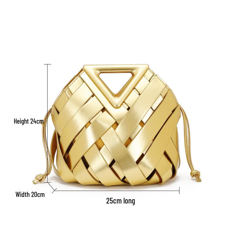 Magnetic Buckle Woven Triangle Women's Handbag - Large Capacity Crossbody Bag