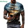 Pattern Print Mens Clothing T Shirt for Men Short Sleeve Tee Gym Clothing Men Male T-shirt Pirate Ship Print Clothes