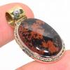 Natural Mahogany Obsidian Two Tone 925 Solid Sterling Silver Pendant 1.25" B7f20