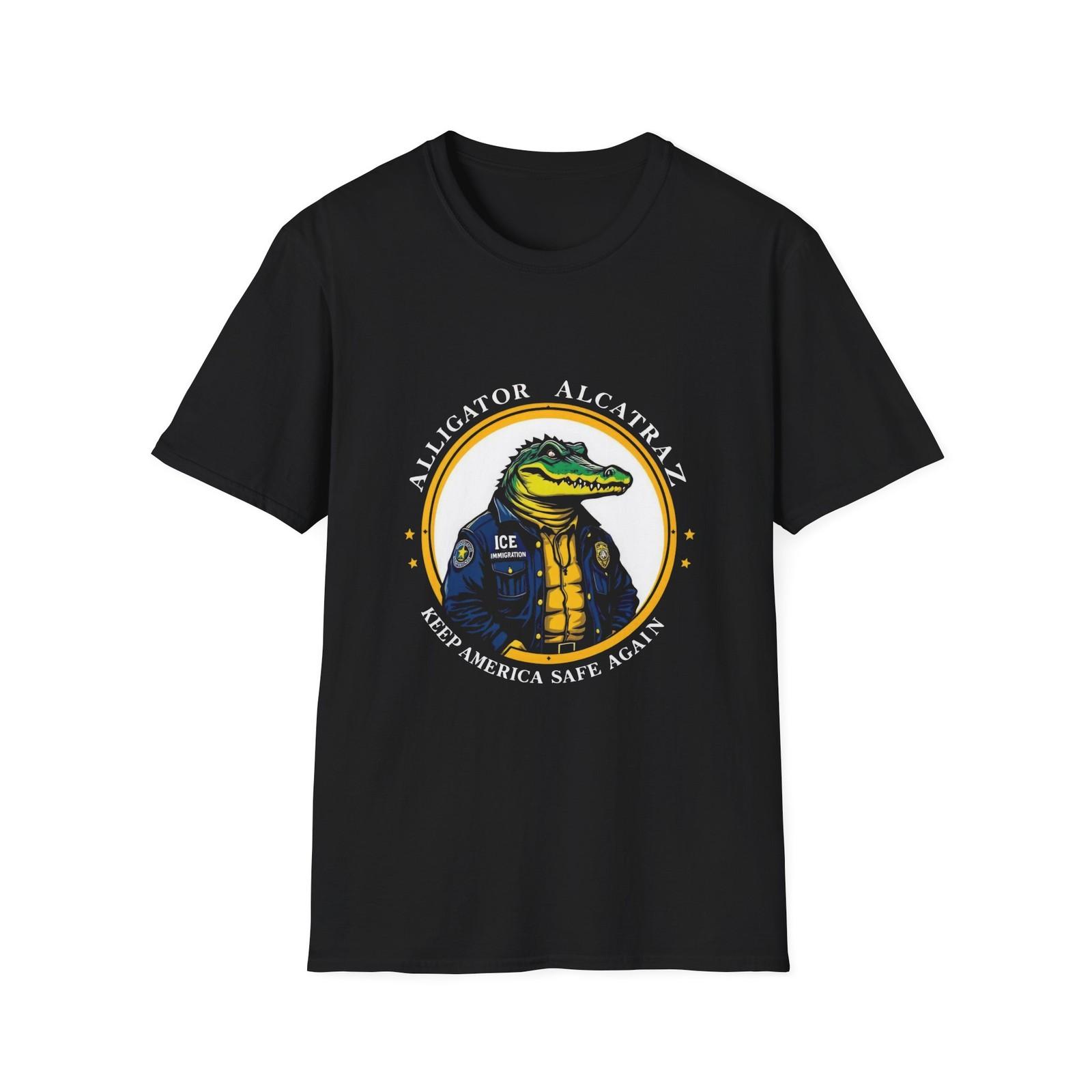 Alligator Alcatraz Graphic Tee, Funny Unisex Casual Tee, Keep America Safe Again 2XL