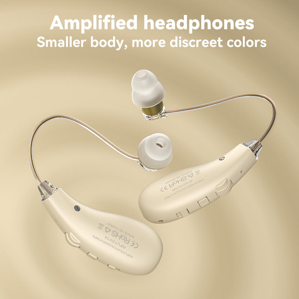 Rechargeable Over-the-Ear Hearing Aid Headphones for the Elderly with Noise Reduction and Affordable Pricing