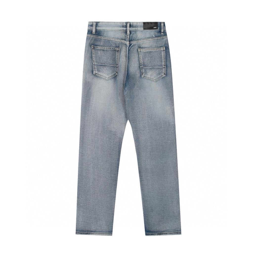 M41 Amiri Herren- und Damenjeans im amerikanischen Stil, trendig mit Stoffaufnähern, Löchern, Stickereien, lässige und modische High-Street-Hose