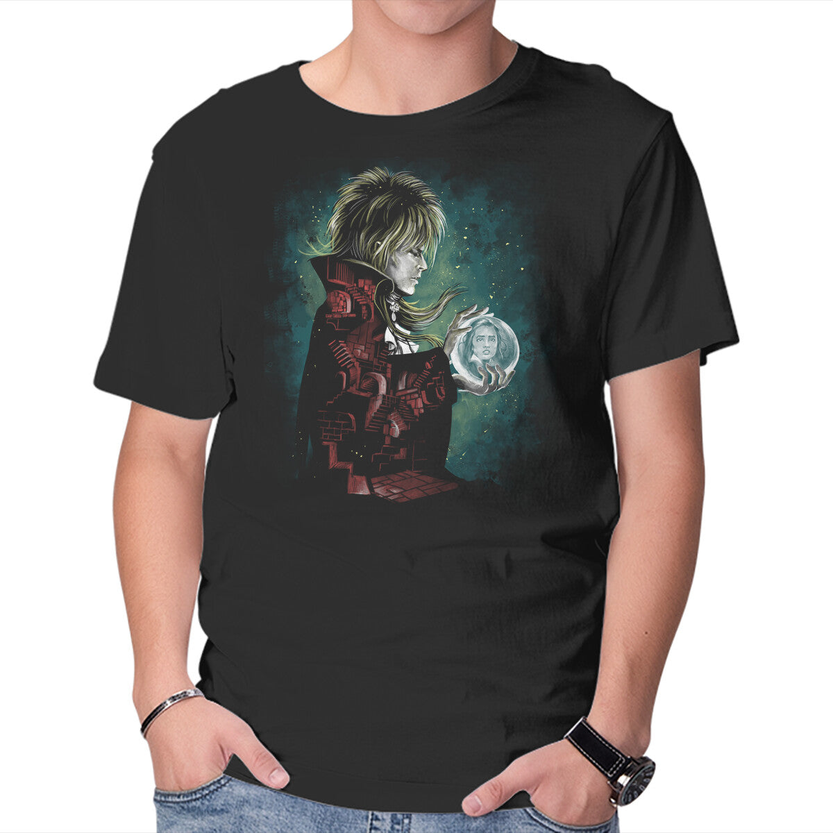 Unisex Crew Neck T-Shirt Inside Labyrinth Graphic Short Sleeve Casual Tee XXL