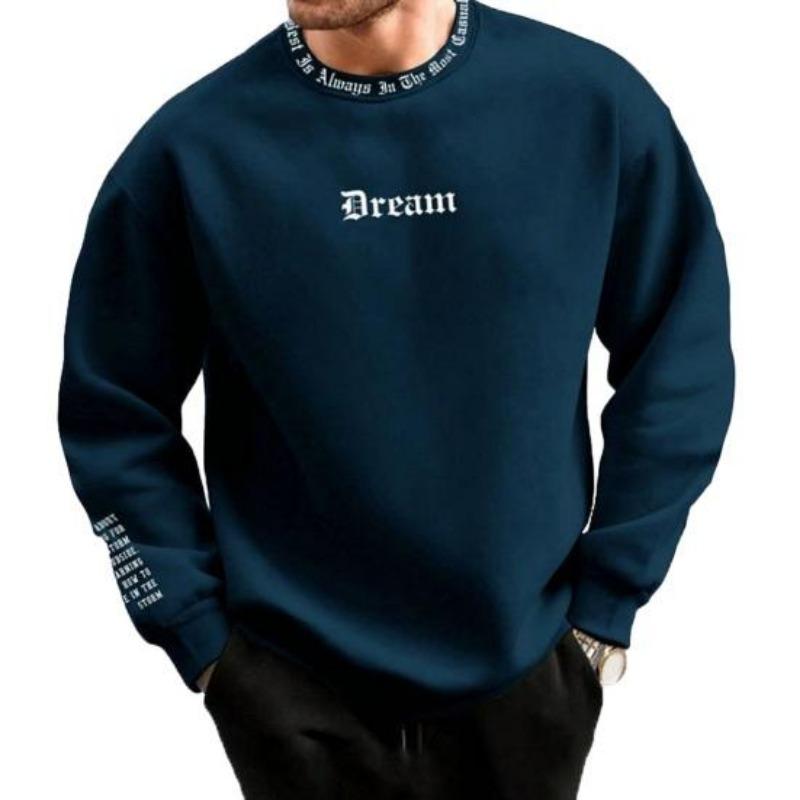 Мужской осенне-зимний свитшот с круглым вырезом и длинным рукавом с буквенным принтом — фото 4