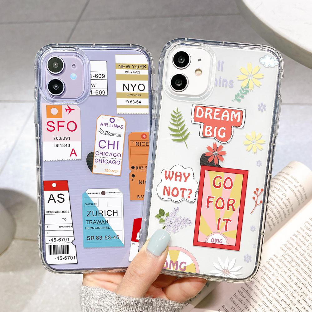 Cartoon Painting for iPhone17Pro for Apple 16 Air Cushion 15 Anti-drop 14 Transparent Mobile Phone Case Soft Case