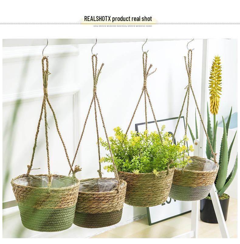 Woven Hanging Basket for Pothos - Creative Balcony Flower Pot