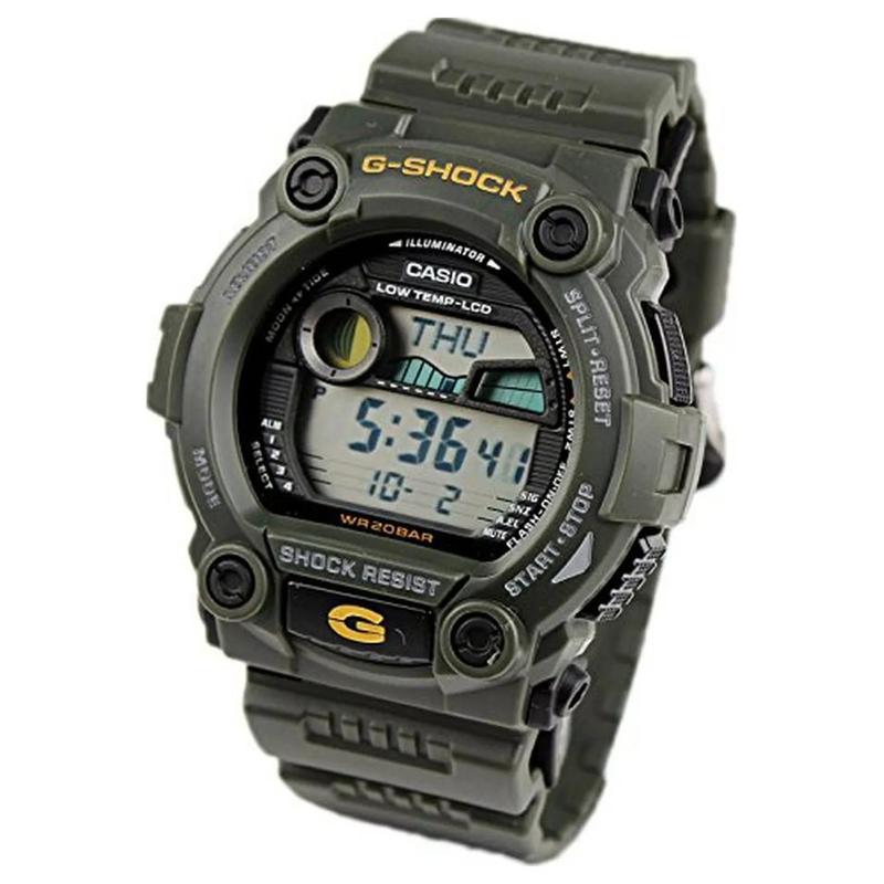 Casio Offroad-Sinn Modetrend Straße Retro Einfach Trend Mondphasen-LCD-Anzeige Sport Wasserdicht Quarzwerk Harzarmband Japanisch und G-7900-3
