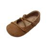 Girls Moccasins Soild Color Retro Kids Flats Round Toes Non-slip 2025 New Children Leather Shoes Korean Style Soft Sole Chic