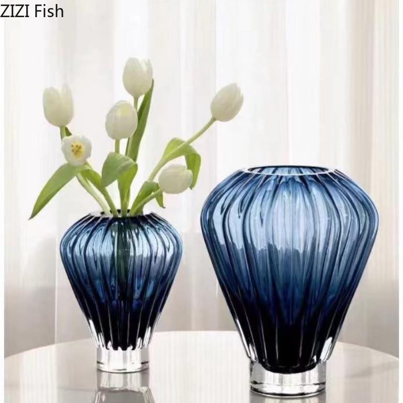 BRSimple Crystal Glass Vase Creative Hydroponic Vase Flower Arrangement Art Desktop Decoration Modern Room Aesthetic DecorationEY