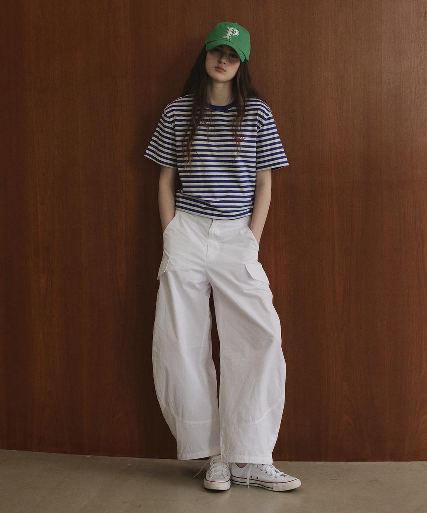 Seutyudioaenpaleukeu Striped Short Sleeve T-Shirt_Royal Blue