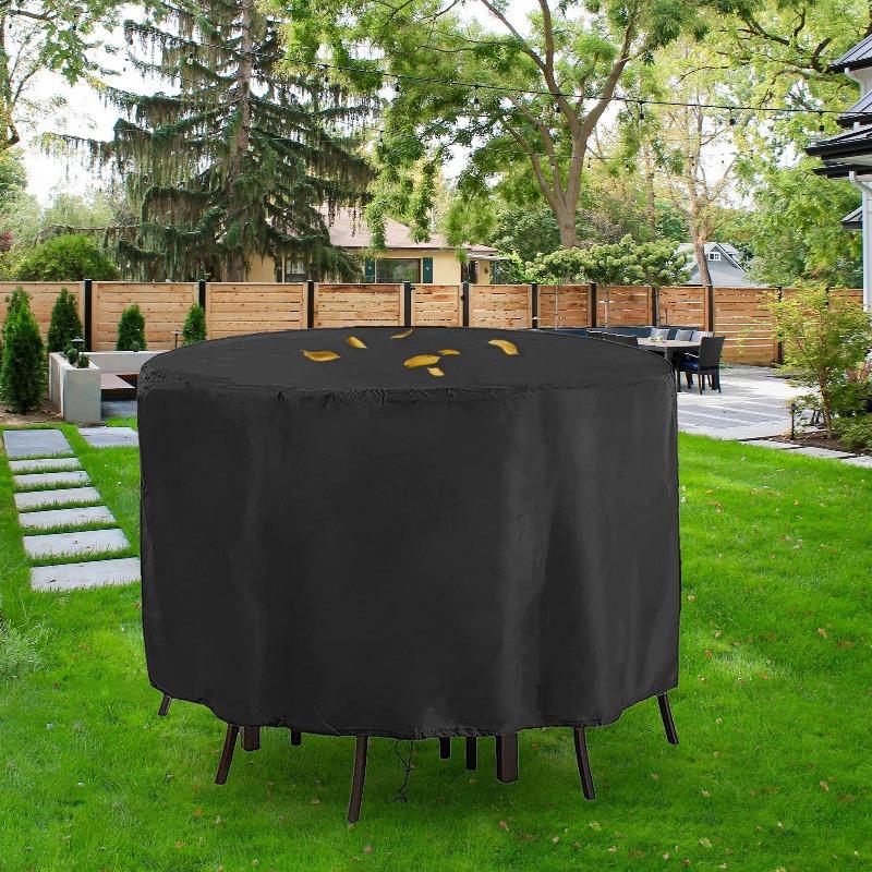 Oxford Cloth Outdoor Round Table Cover - Dustproof, Rainproof & Sunproof, Garden Patio Furniture Shield