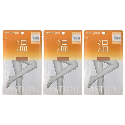 ASTIGU Stretchable and Triple Set of Skinny [Atsugi] [Warm] Stockings, Warm, Heating, AP6011, 3, Women's, Beige, L-LL