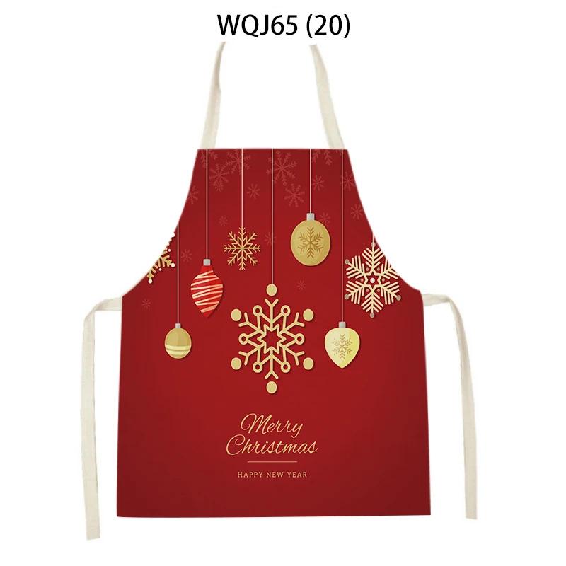 Christmas Apron Snowflake Tree Kitchen Apron Santa Claus Elk Snowman Print Aprons Dinner Party Cooking Apron Baking Accessories