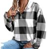 New Women's Oversized Hooded Plaid Print Casual Sweatshirt Long Sleeve Autumn Winter Button